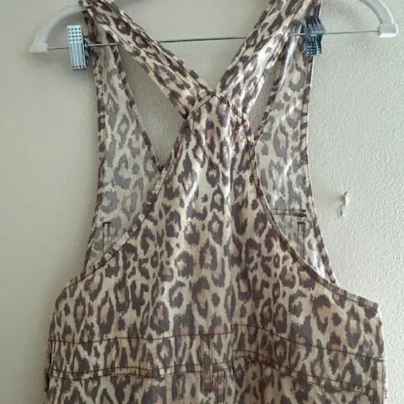 Urban Outfitters Camille Leopard Print Cheetah Cotton Zip Racerback Overalls NEW - Picture 10 of 16